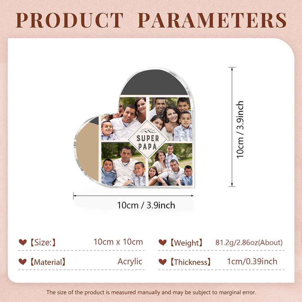 Super papà-targa acrilica con 4 foto personalizzabili regalo per padre