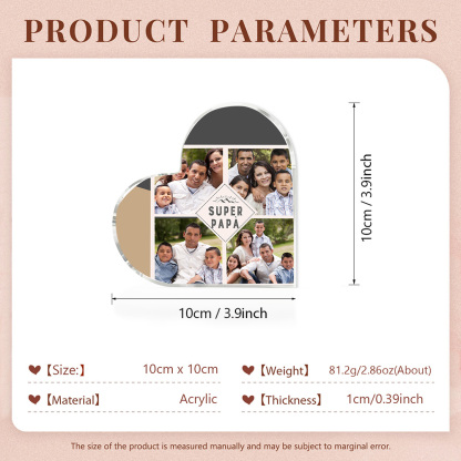 Super papà-targa acrilica con 4 foto personalizzabili regalo per padre