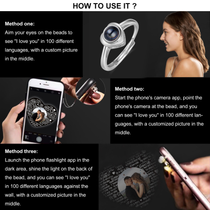 Anello regolabile con proiezione fotografica personalizzata per coppia