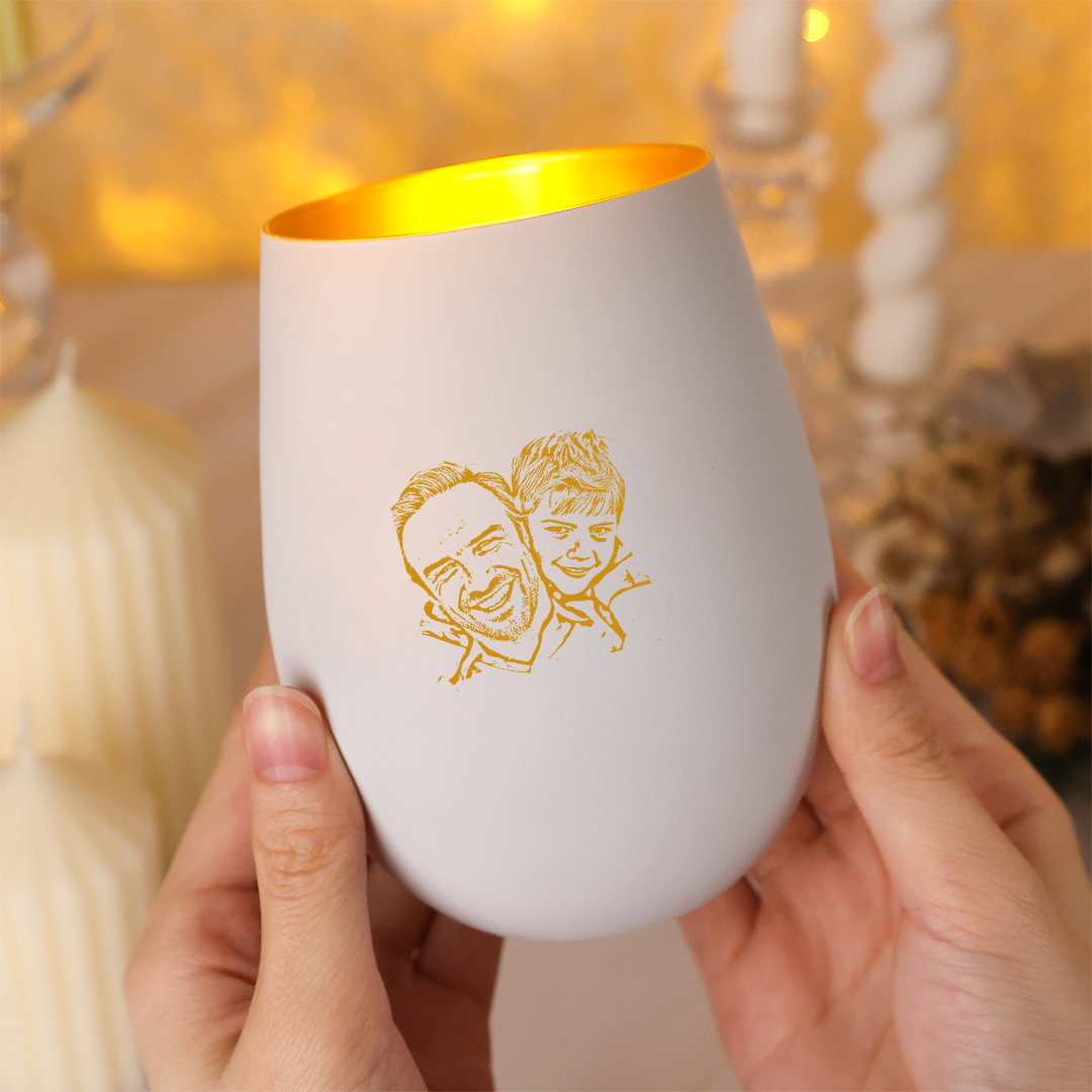 Portacandele in vetro personalizzato con foto, regalo per la mamma