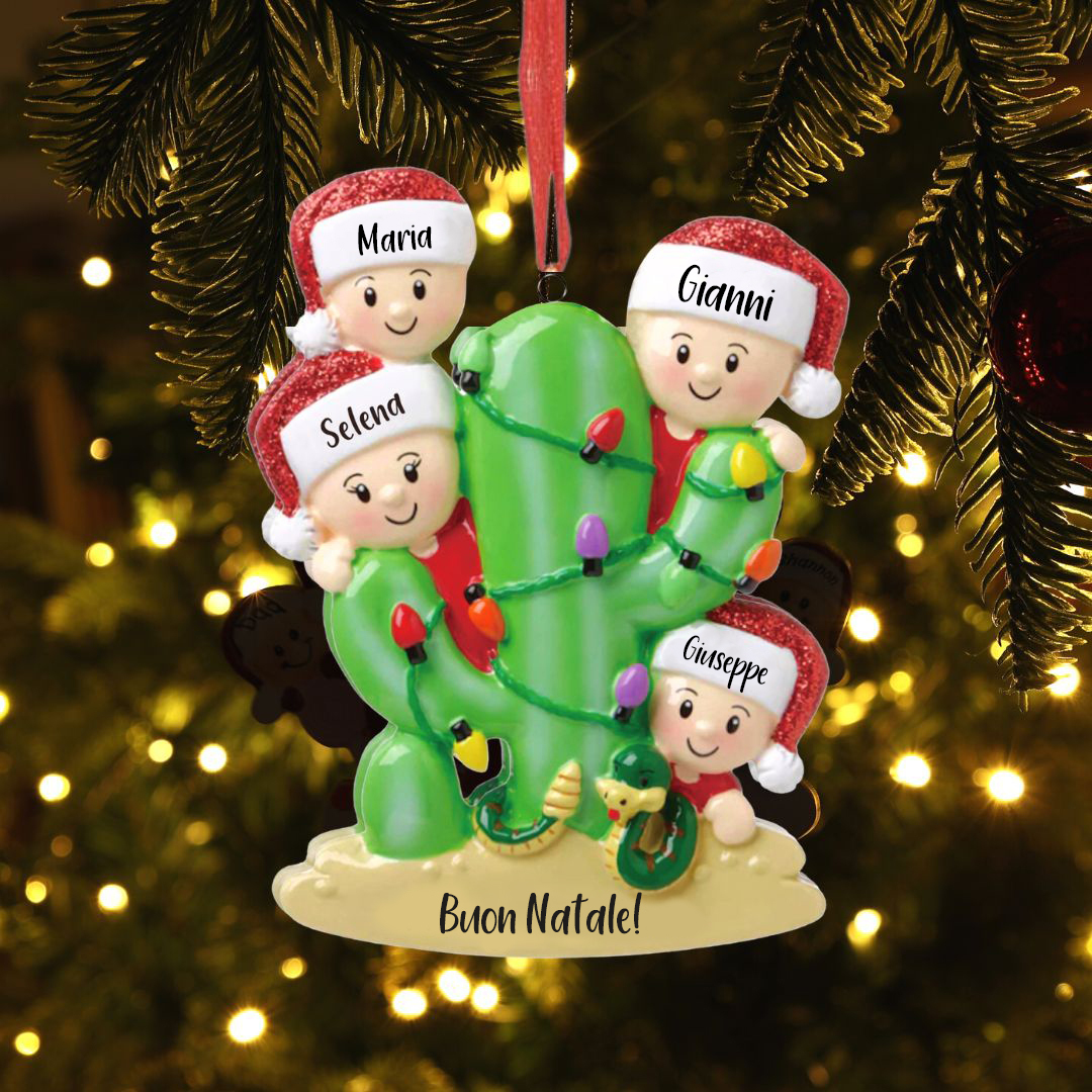 Bianco Natale mille candele... Ornamenti cactus ciondolo per albero di Natale 4 nomi personalizzati
