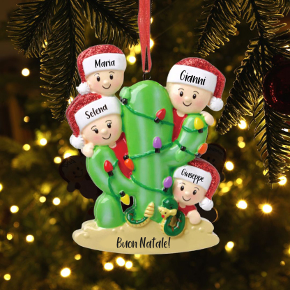 Bianco Natale mille candele... Ornamenti cactus ciondolo per albero di Natale 4 nomi personalizzati