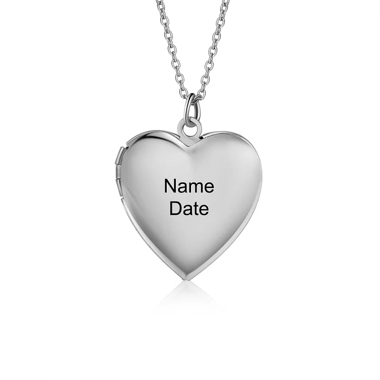 Collana acciaio inox con un ciondolo di cuore 1 foto 1 nome e 1 data personalizzabili per coppia