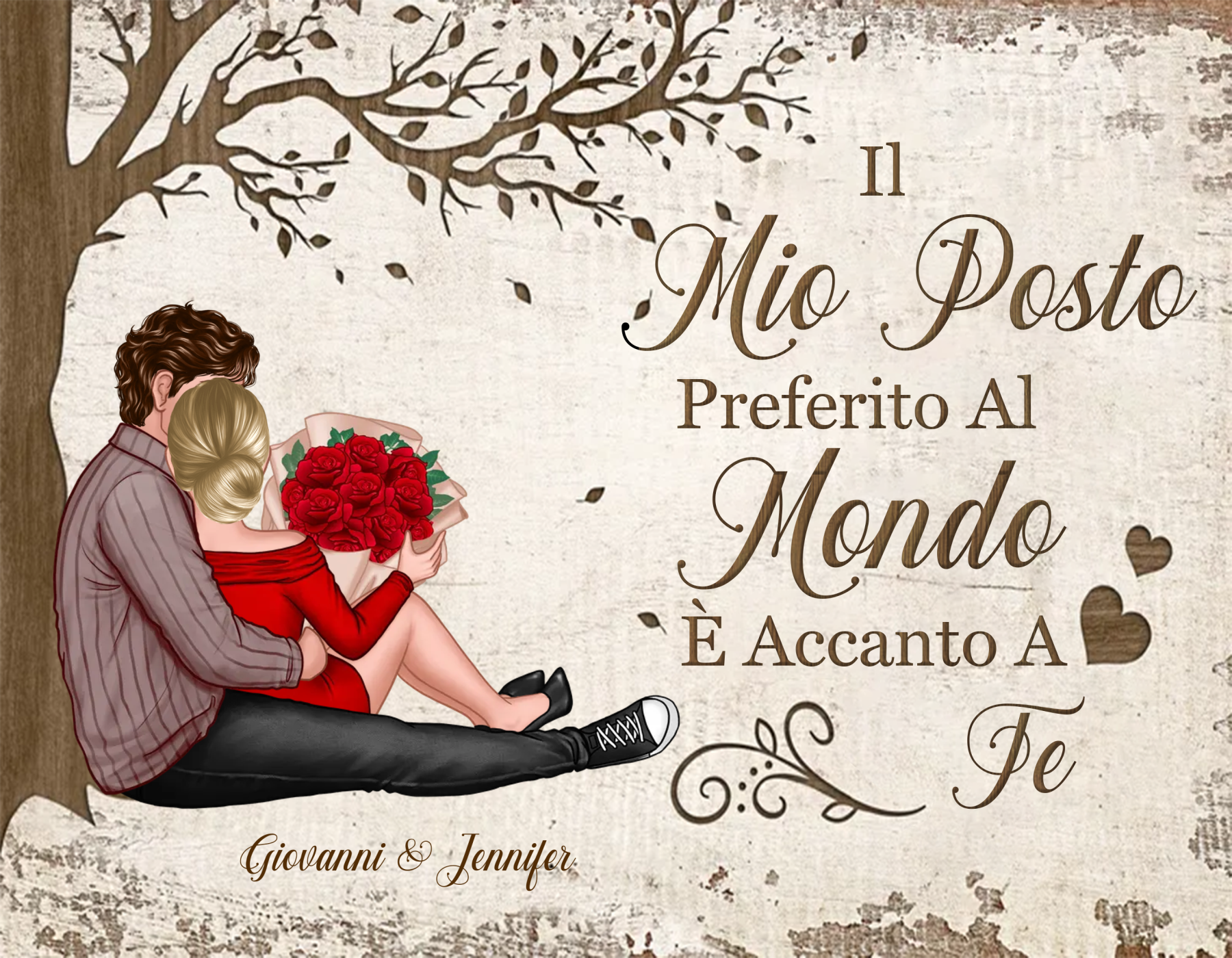 Cornice con Luce Notturna Personalizzata – con 2 Nomi – "Il Mio Posto Preferito al Mondo è Accanto a Te", Regalo di San Valentino per Lei/Lui | Jessemade