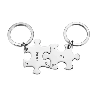 Portachiavi Puzzle Laurea con 2 nomi e 2 testi personalizzati regalo di laurea