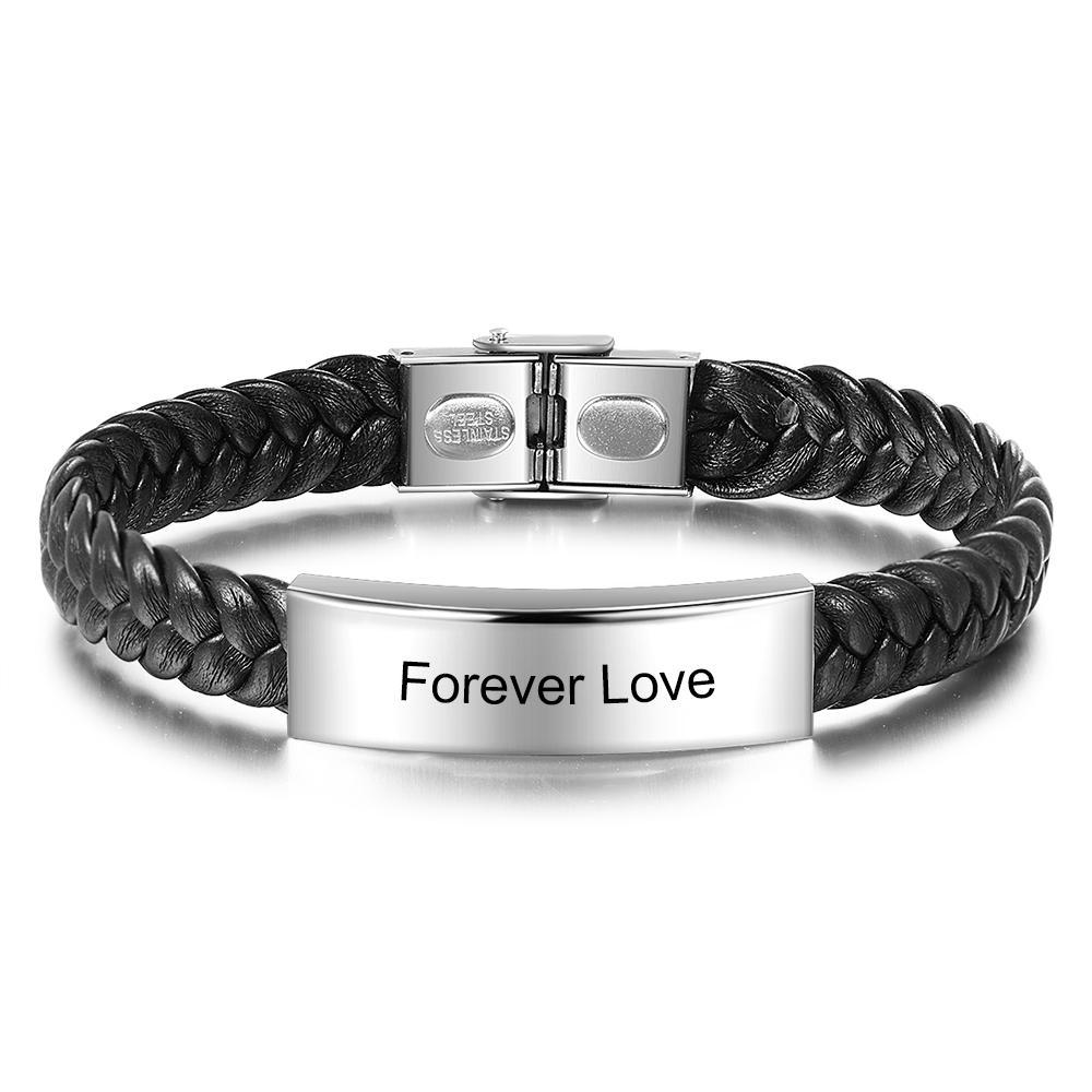 A MIO MARITO - Bracciale in pelle intrecciata Bracciale con testo personalizzato per gli uomini