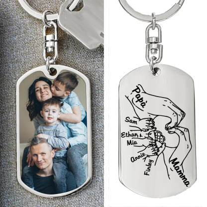 Portachiavi Personalizzato in Acciaio Inossidabile – Incisione 1 Foto & 7 Nomi – Regalo Speciale per Mamma e Papà | Jessemade