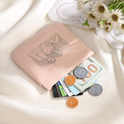 Portamonete in PU pelle con 1 foto personalizzata per donna