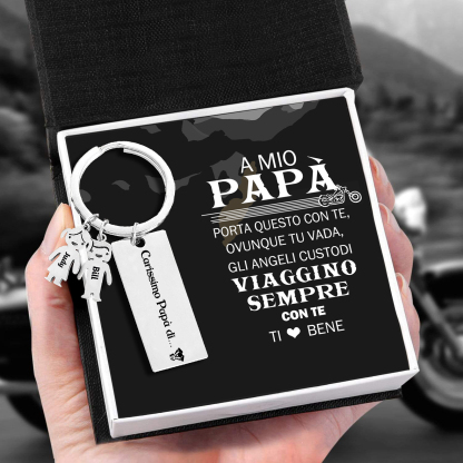 Portachiavi Personalizzato per Uomo - Incisione di 2 Nomi e Sagoma Bambino/Bambina - Idea Regalo per Papà, Nonni, Mariti  | Jessemade