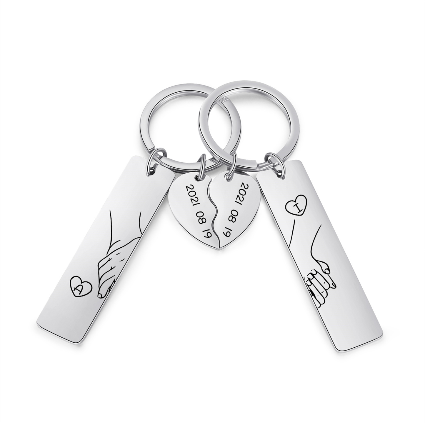 Set Regalo Personalizzato per Coppie: Portafoglio Uomo in Similpelle con Foto, Nome e Iniziale & Portafoglio Donna Blu con Foto e Iniziale & Portachiavi di Coppia con 2 Iniziali e Data & Biglietto d’Auguri | Jessemade