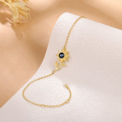 Braccialetto girasole con proiezione di foto personalizzata regalo per donna