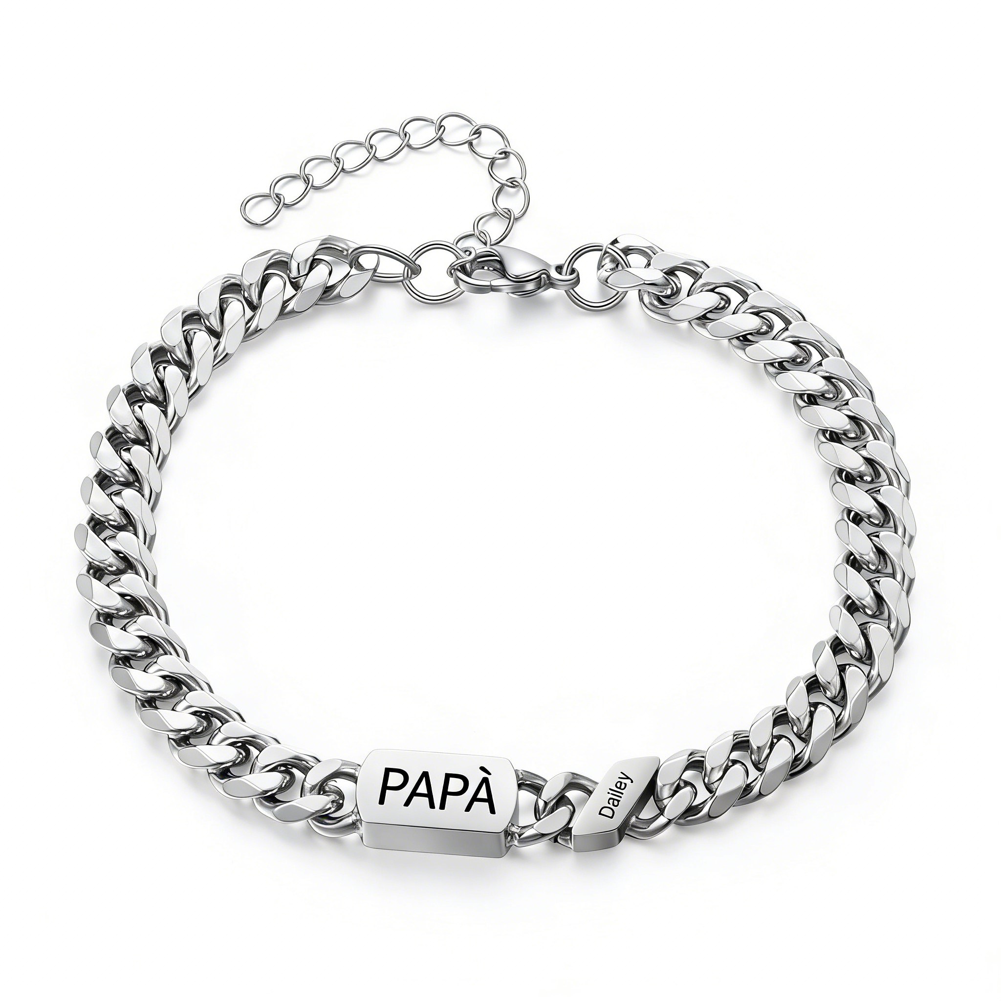 Bracciale da uomo personalizzato in stile maglia cubana per papà