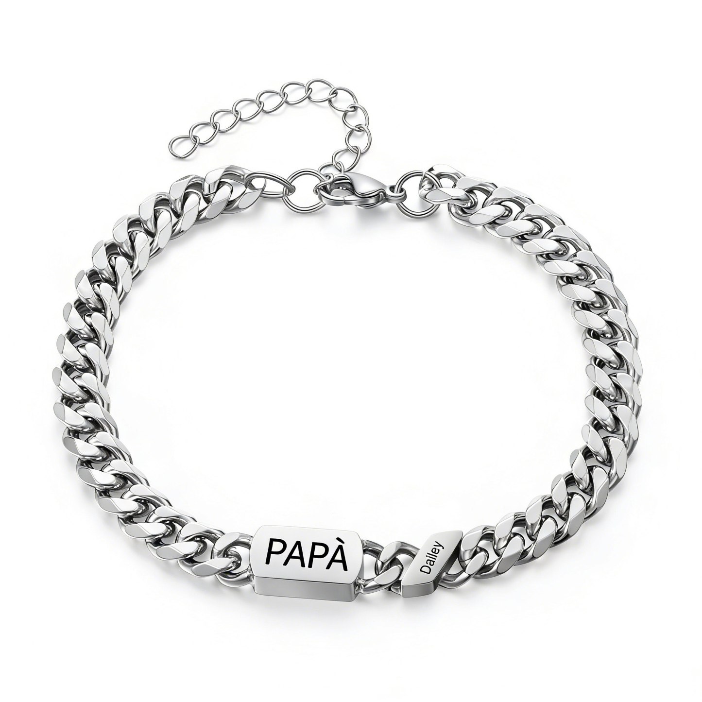 Bracciale da uomo personalizzato in stile maglia cubana per papà