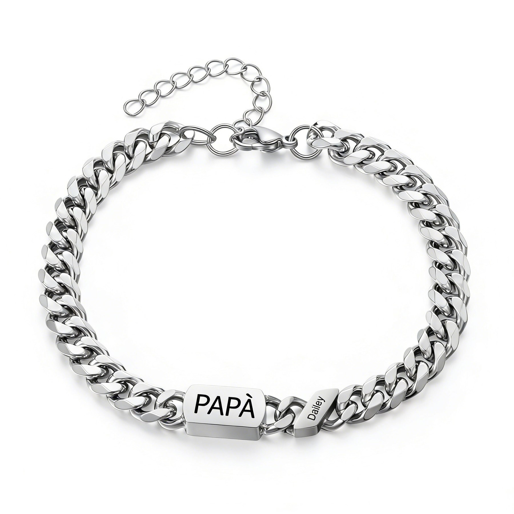 Bracciale da uomo personalizzato in stile maglia cubana per papà