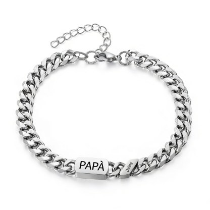 Bracciale da uomo personalizzato in stile maglia cubana per papà