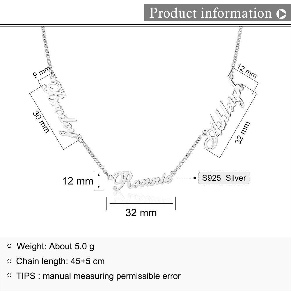 Collana personalizzata con 3 nomi in argento 925 per lei