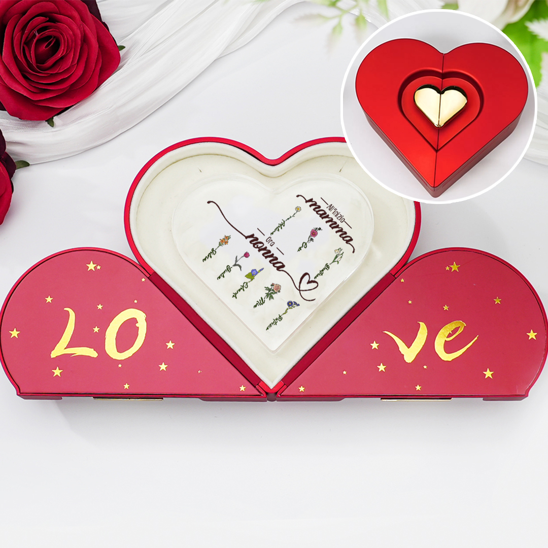 All'inizio mamma,ora nonna-Decorazione acrilica con fiore personalizzato a forma di cuore per mamma/nonna
