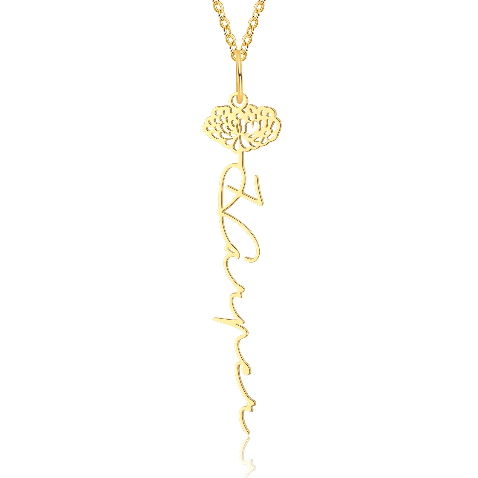 Collana con nome personalizzato 12 fiori di nascita A