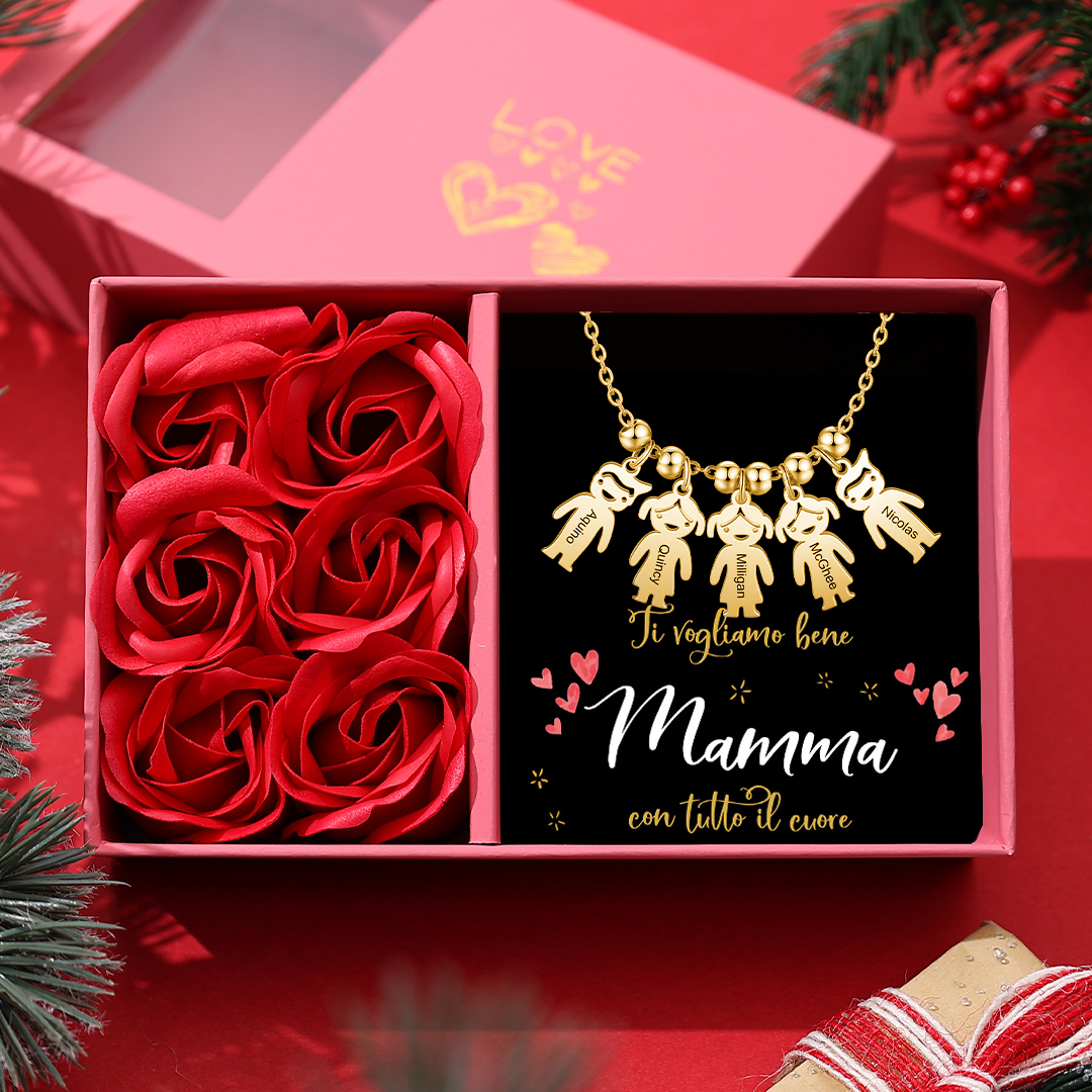 Collana bambino felice personalizzabile 5 nomi