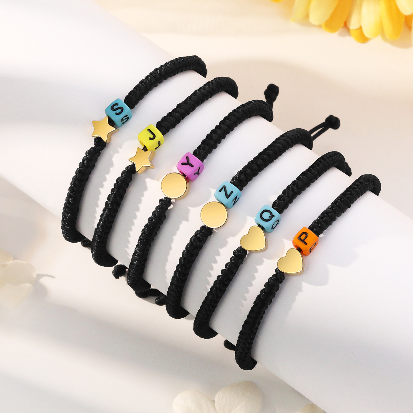 2PCS Braccialetto con perline di 2 lettere personalizzato regalo per scuola