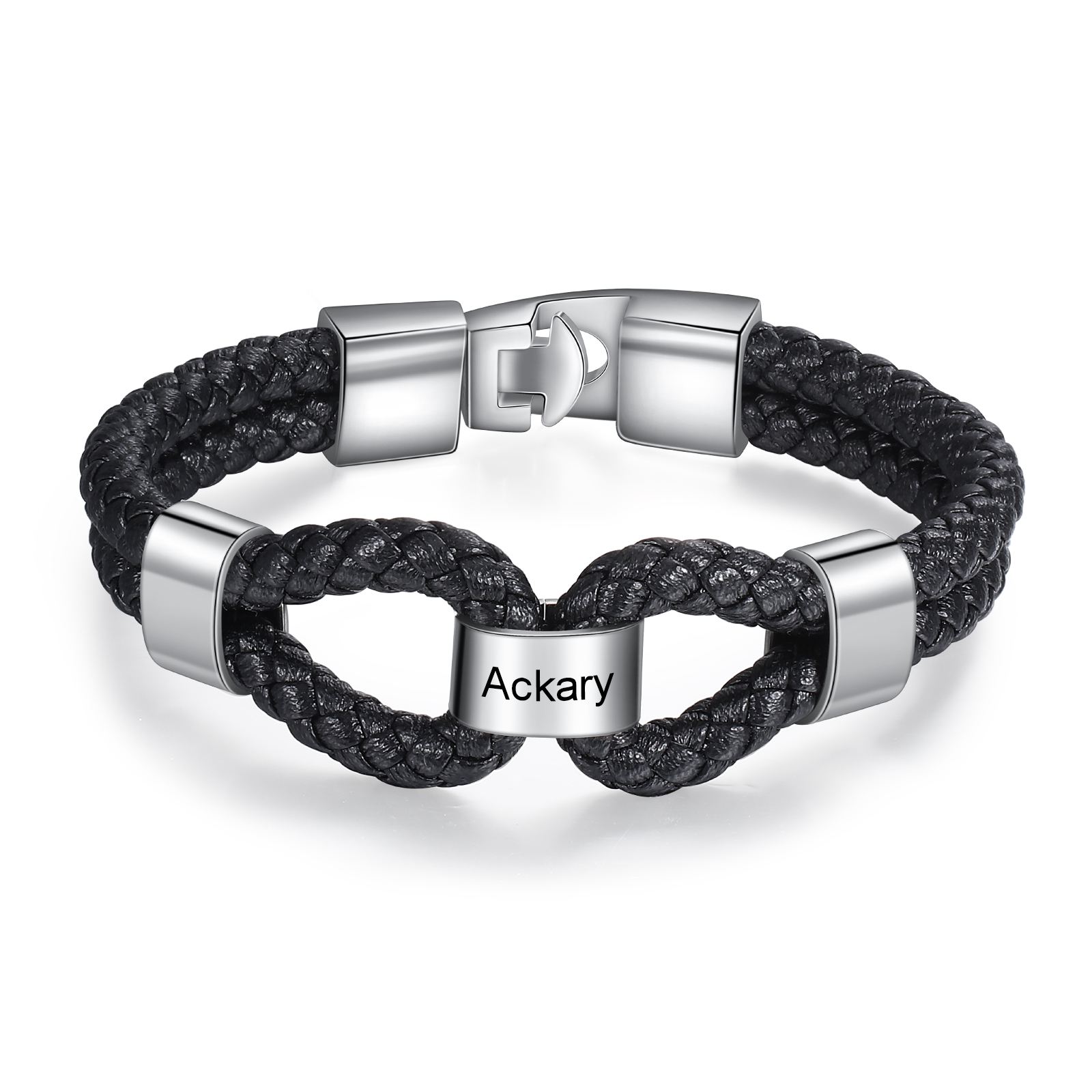 Bracciale in Pelle da Uomo Personalizzato con 1 Nome – Regalo Speciale con Carta Pugno per la Festa del Papà | Jessemade