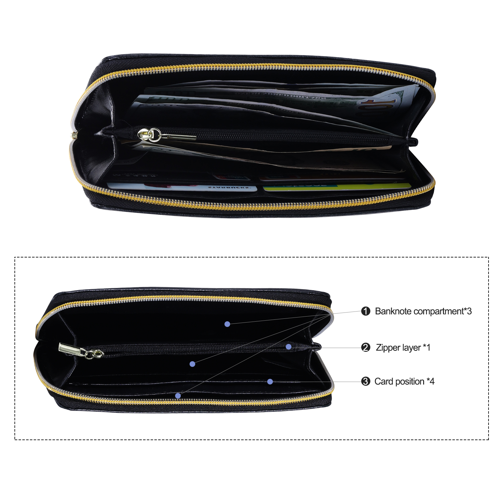 Portafoglio lungo personalizzabile con 10 foto in pelle