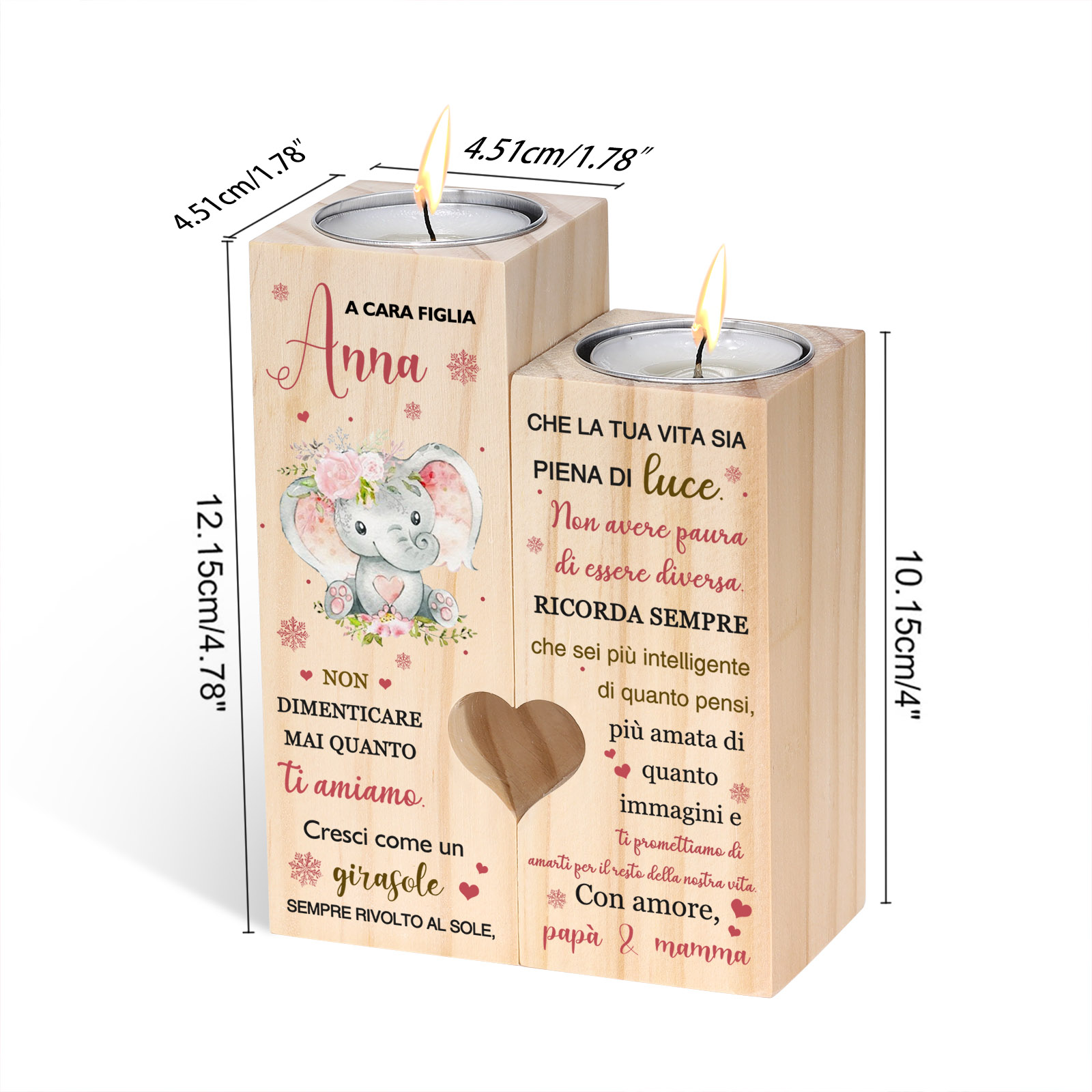 Candeliere portacandela elefante rosa regalo per cara figlia