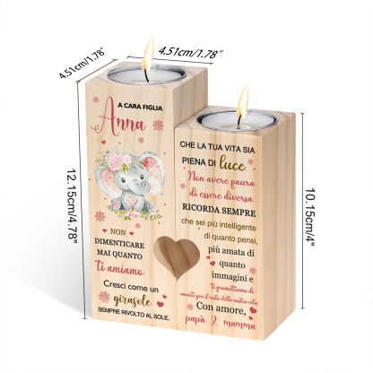 Candeliere portacandela elefante rosa regalo per cara figlia