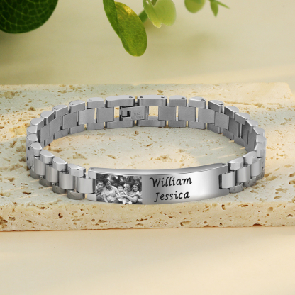 Bracciale da uomo acciaio inox con foto personalizzato