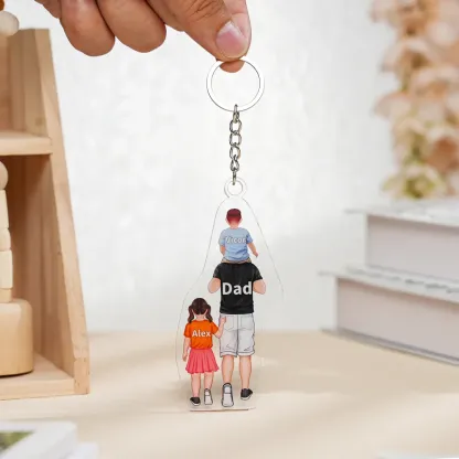 Portachiavi/Pendente Acrilico Personalizzato Incisione con 2-4 Nomi – Regalo Speciale per Papà e Famiglia | Jessemade