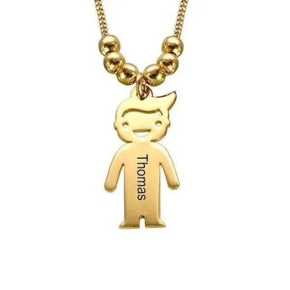 Collana con ciondolo bambino felice personalizzabile 1 nome