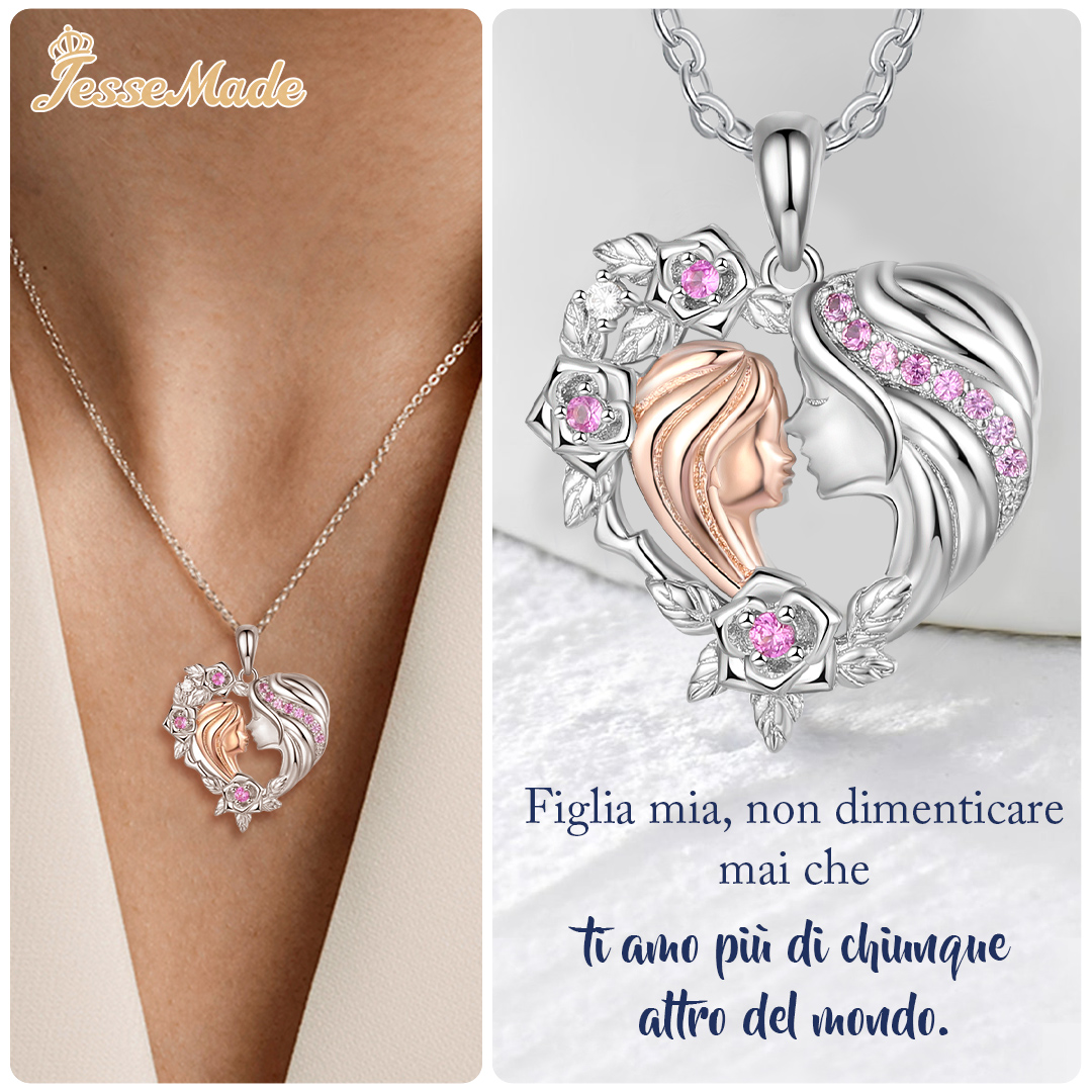 Mamma Mia Collana rosa cuore per carina figlia👧