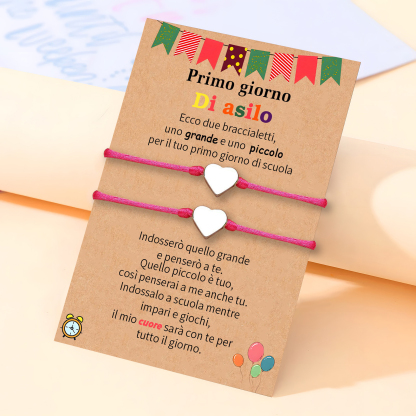 2PCS Braccialetto cuore regorabile regalo per bambina con carta