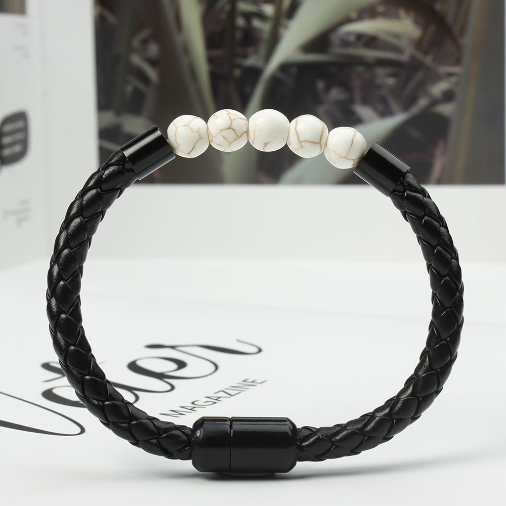 Tiger Eye Black Onyx Beaded Bracelet Men