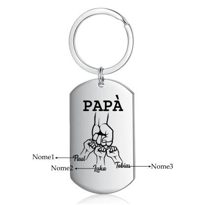 Non dimenticare mai che ti amo-Pugno a pugno Portachiavi 3 nomi regalo per papà