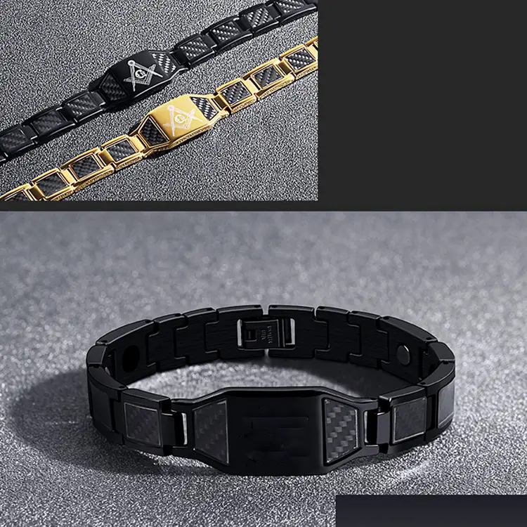 Braccialetto da uomo magnetico in acciaio titanio 1 nome personalizzato per papà marito nonno 