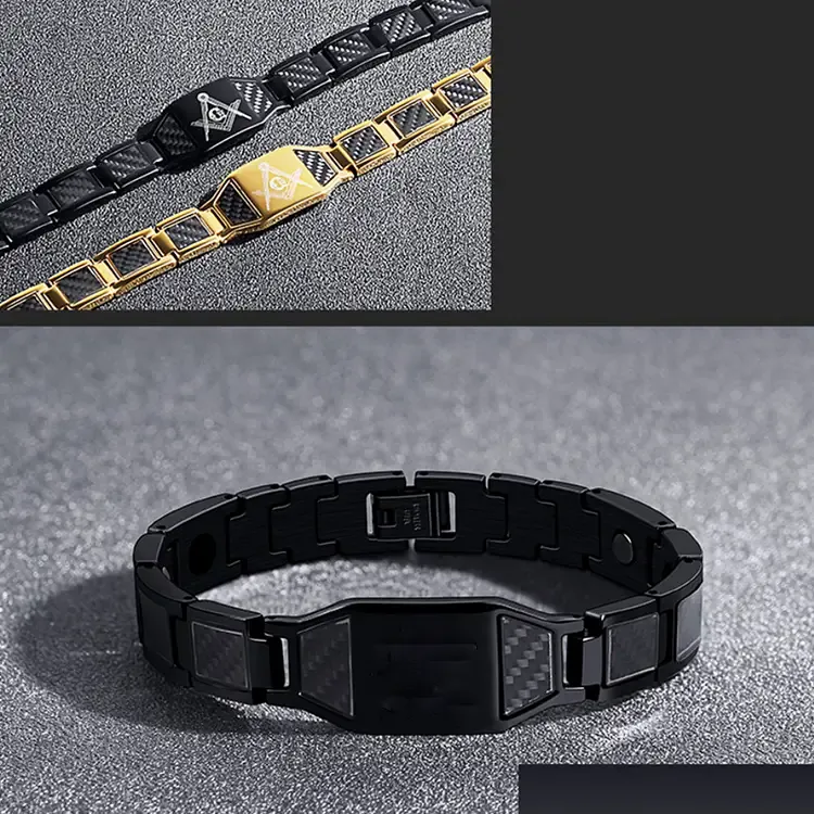 Braccialetto da uomo magnetico in acciaio titanio 1 nome personalizzato per papà marito nonno 