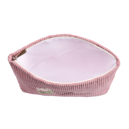 Borsa portabile per cosmetici in velluto a coste per donna 1 nome e 1 fiore di nascita personalizzato multicolori da scegliere