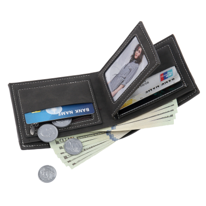 Portafoglio in PU pelle da uomo 1 nome 1 lettera e 1 foto personalizzabili regalo per uomo