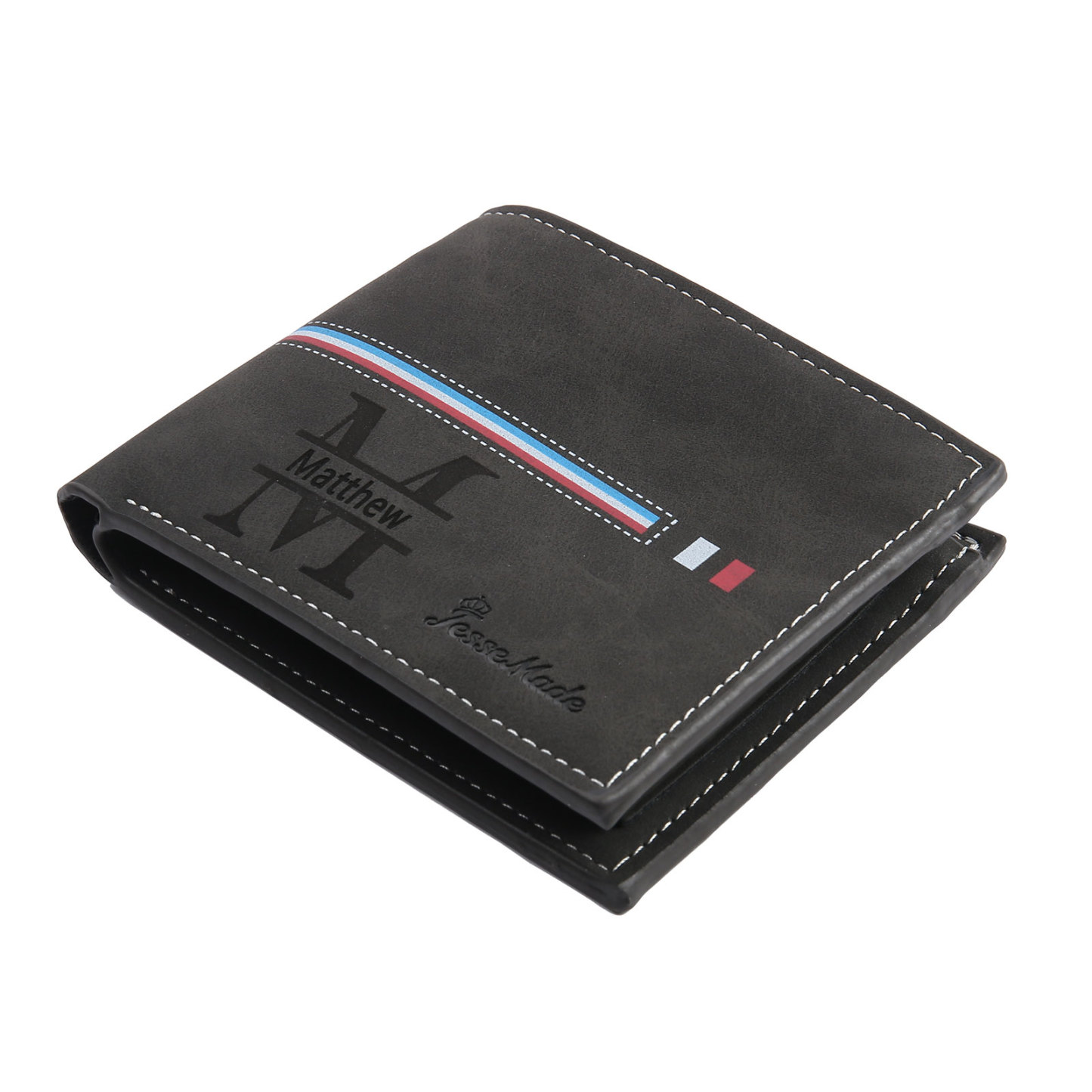 Portafoglio in PU pelle da uomo 1 nome 1 lettera e 1 foto personalizzabili regalo per uomo