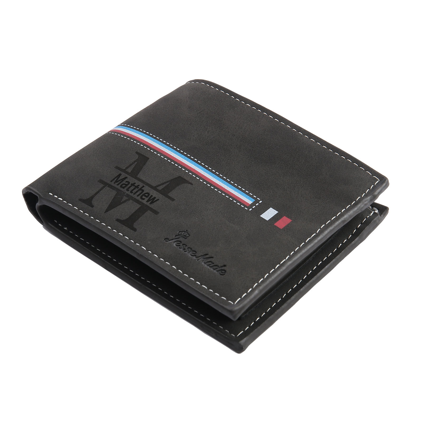 Portafoglio in PU pelle da uomo 1 nome 1 lettera e 1 foto personalizzabili regalo per uomo