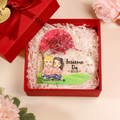 Insieme da-Deco acrilico cuore per coppia 2 nomi e 1 anno personalizzabili