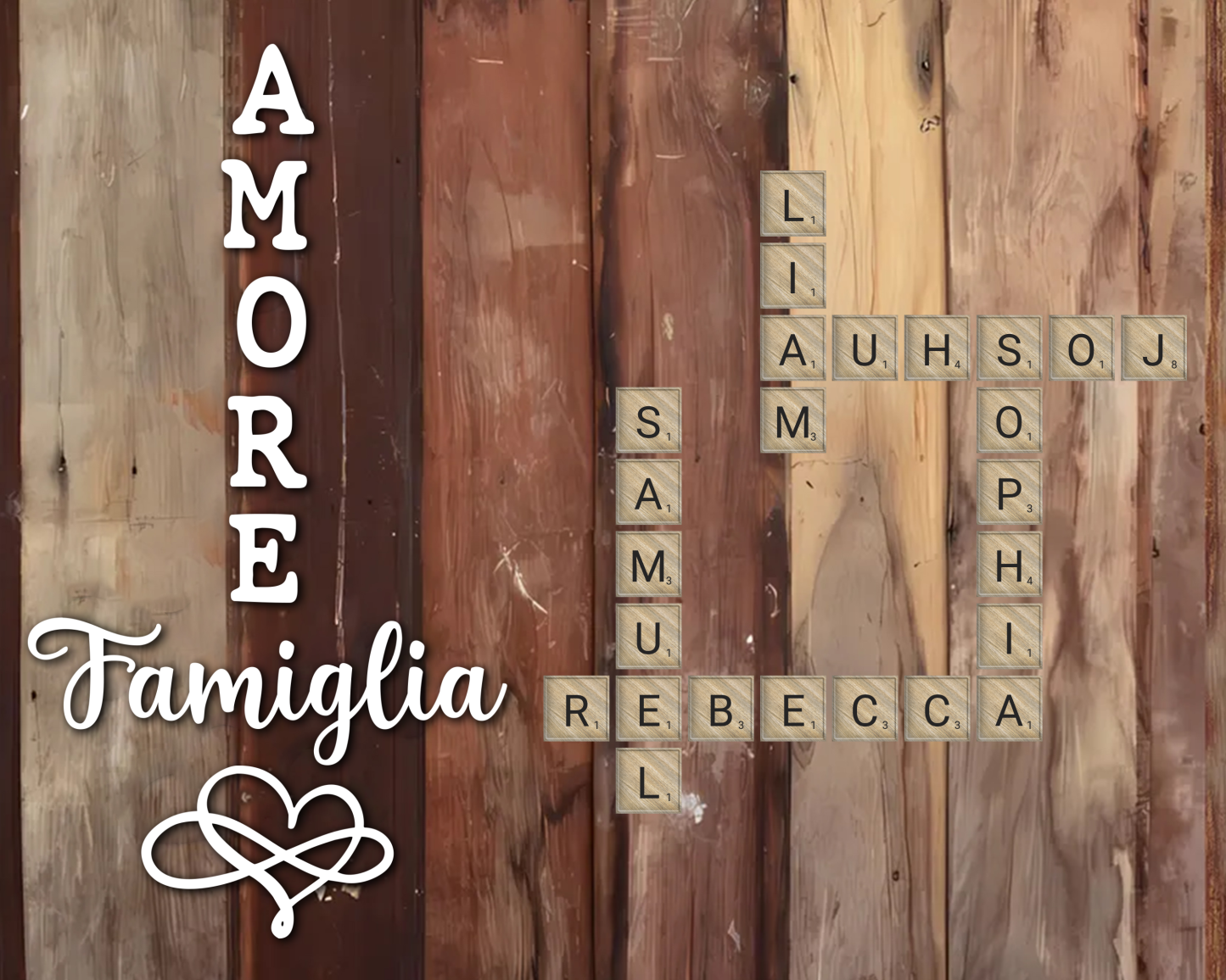 [Copy]Targa in Legno Personalizzata - Incisioni Fino a 12 Nomi - Decorazione e Regalo di Natale per Famiglia | Jessemade