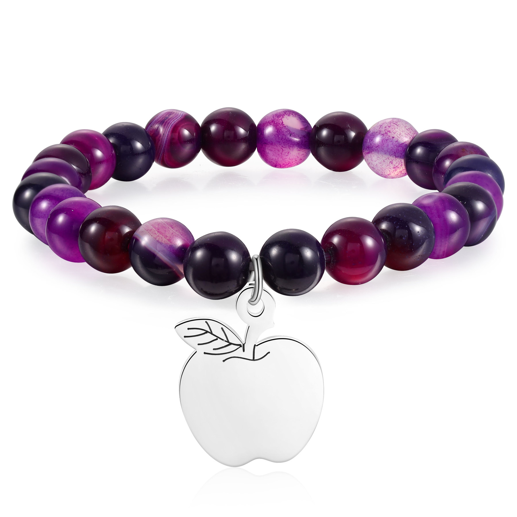 Braccialetto di pietre naturali con 1 testo personalizzato multicolori da scegliere