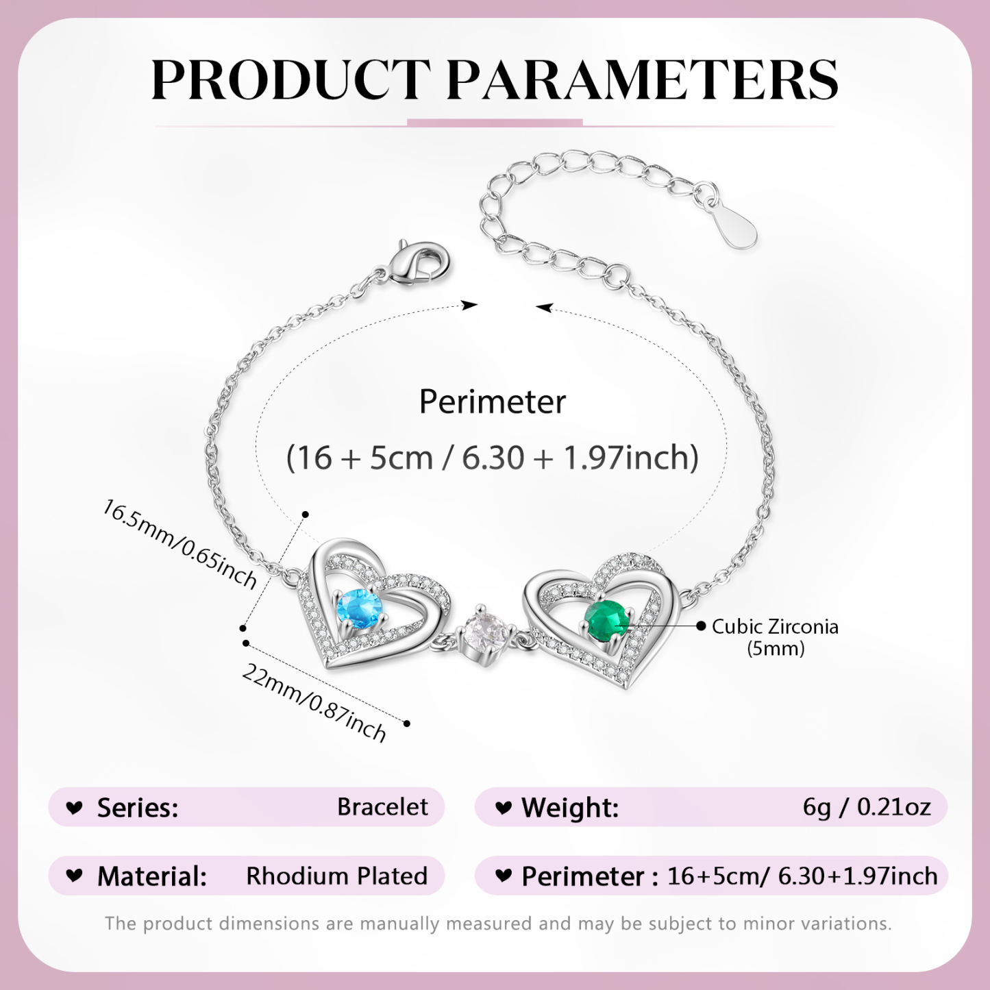 Bracciale cuore personalizzabile con pietre regalo per anniversario donna | Jessemade