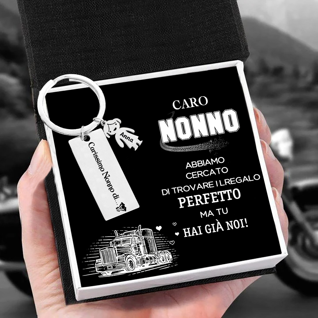 Portachiavi con ciondolo bambino 1 nome regalo per nonno festa dei nonni