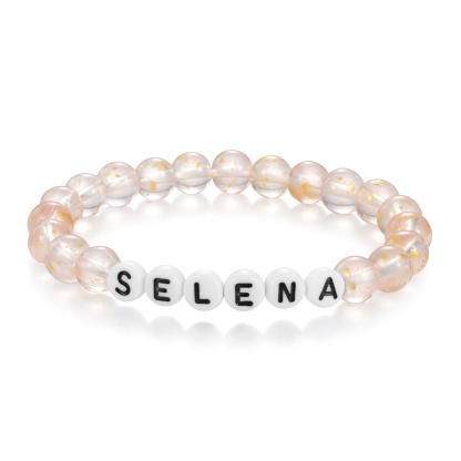 Braccialetto con perline trasparenti di 1 nome personalizzato regalo per scuola bambina