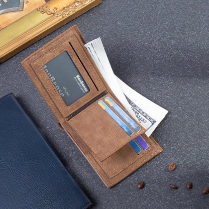 Portafoglio in pelle da uomo 2 testi personalizzabili regalo per papà