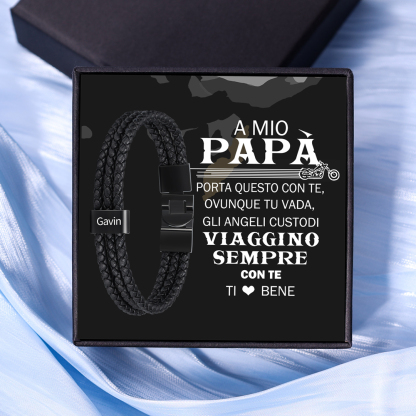 Braccialetto maschile in pelle 1 nome personalizzato per papà nonno