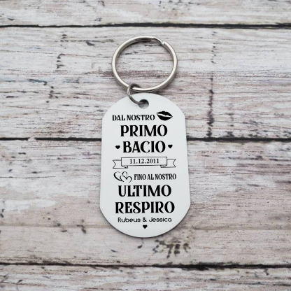 Nostro Primo Bacio-Portachiavi  personalizzabile con foto e nome coppia